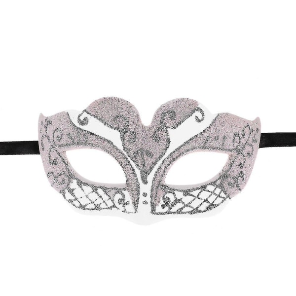 Hvid Festnat Sexet Plast Phantom Halvmaske Halloween Maskeradebal Maske Med Glitterdekoration