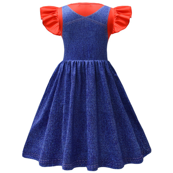 Kids Girls Princess Peach & Super Bros Short Dress Summer Fancy Cosplay Costume Red 8-9 Years