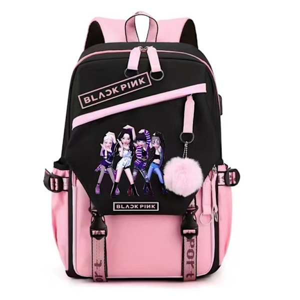 USB stor kapacitet BLACKPINK trykt rygsæk-rock and roll 2 W