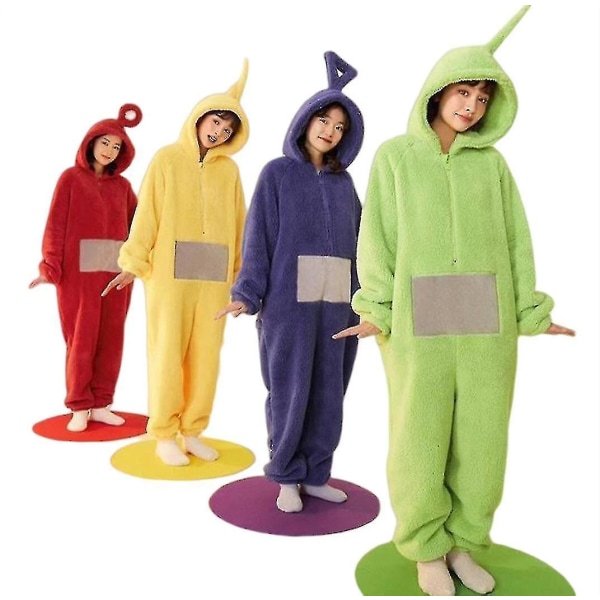 Unisex Teletubbies Kostymer Disi Onesies Lala Cosplay Pyjamas Vuxen Pyjamas Green XXXXS