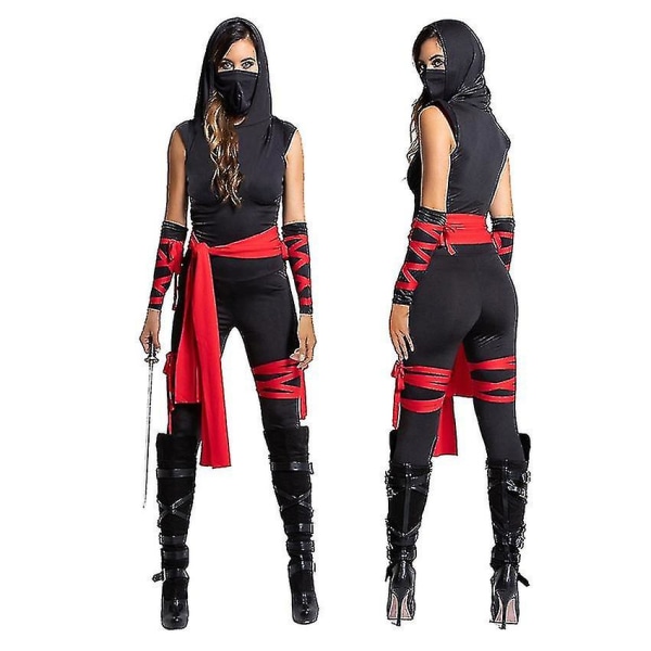 Sexiga Ninja-kostymer Japan Samurai Cosplay Anime Halloween-kostymer för kvinnor Vuxen Warrior One-piece Jumpsuits Karnevalsklänning H L