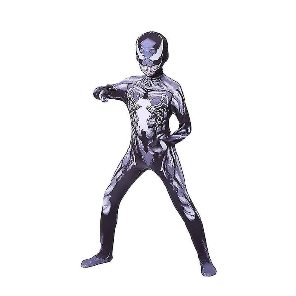 Halloween musta ja valkoinen myrkky poika Cosplay pukusetti naamiovaatteilla Lasten puku Spiderboy tiukat vaatteet Mekko H_a 130 -1 Black White 120