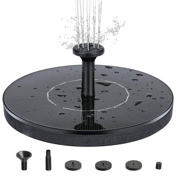 Solcelledrevet vandfontæne 16 cm Sort H