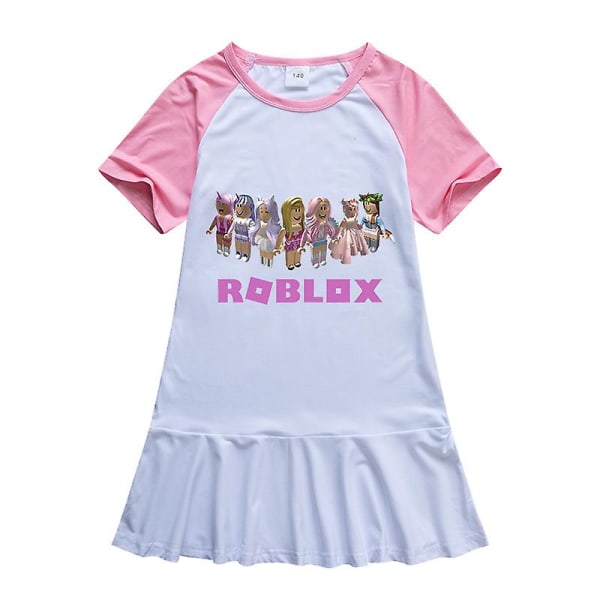 Roblox Barn Sommarklänningar För flickor Kjol Baby Flickor Kortärmad Fest Prinsessklänning Födelsedagsfest Present Barnkläder W 130 Pink