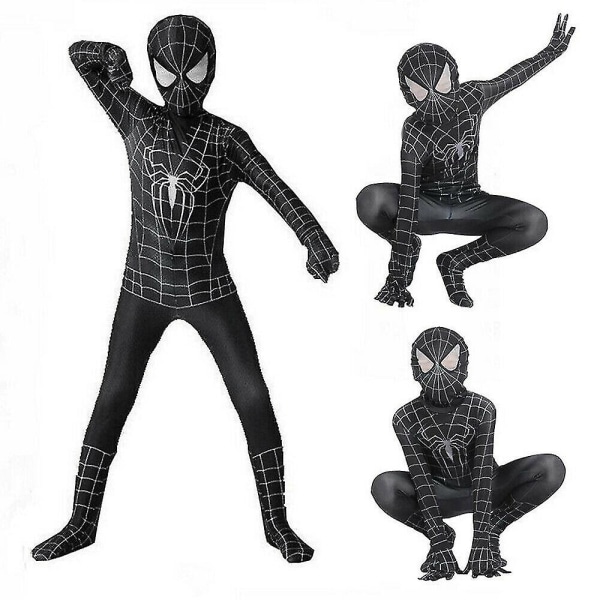 Cross-age Halloween-kostyme Voksenbarn Svart Spider-Man-antrekk Festkostyme for Boys_m 120CM