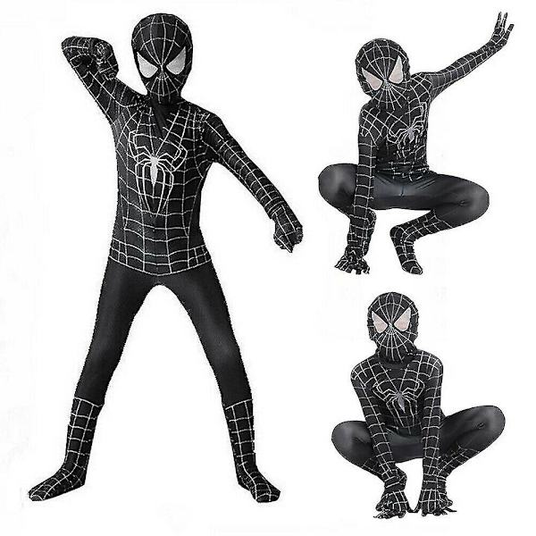 Ikärajaton Halloween-asu Aikuiset Lapset Musta Spider-Man-asu Juhla-asu pojille_m 120CM