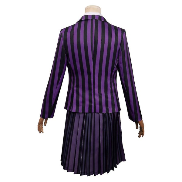 Aikuisten lasten tyttöjen keskiviikko Addams Enid -koulupuku Cosplay -asu Violetti mekko naisille tytöille Halloween-karnevaalijuhlapuku S