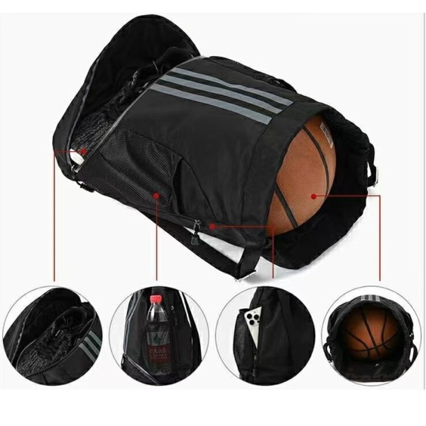 Ryggsäck för sportgymnastik med stor kapacitet . Black
