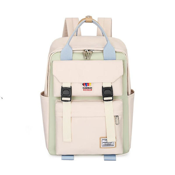 Kvinnor &amp; Vattentät ryggsäck för män Söt Oxford-tyg Stora skolböcker 14 tums bärbar datorväska Designer Lätt resesäck Light Green 14 inches