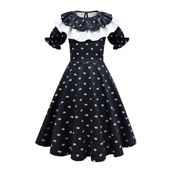 Onsdagskjole til piger Addams Family Cosplay kostumeoutfit 160cm 110cm