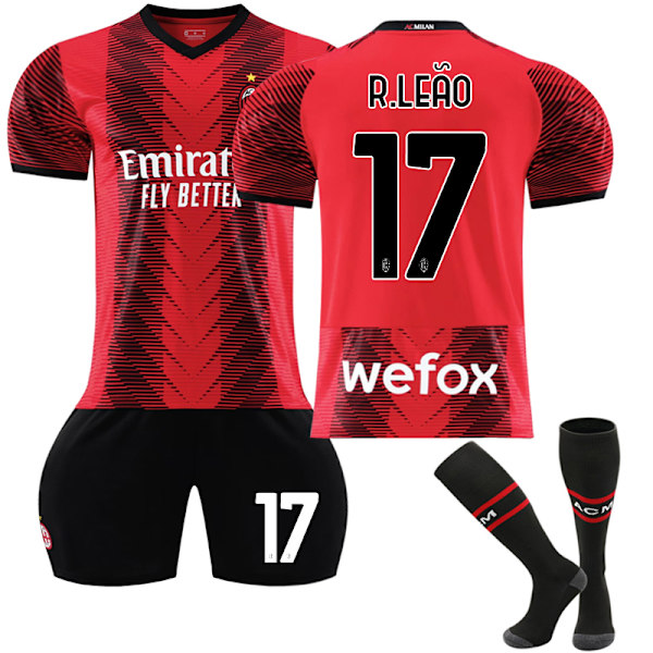 2023-20 AC Milan Hjemmefotballdrakt for barn nr 17 R. Leão yz 24