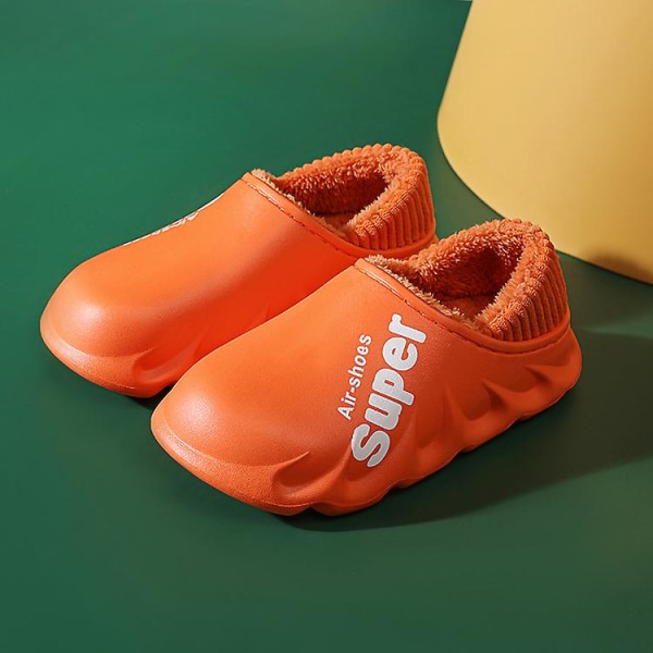 Snøtøfler Vinter Varm Slip On Plysj Sko Vanntette Anti Slip Low Top Flat Sko Orange 38-39(Suitable for37-38)