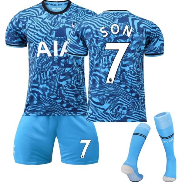 23 Nye Tottenham-udebanetrøjesæt Fodboldtrænings-T-shirt til børn xZ SON 7 Kids 22(120-130CM)