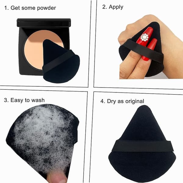 12 stk. Trekantede Pudderpuf, Fløjlsbløde Pudderpuf til Ansigtspulver, Makeup Puff W