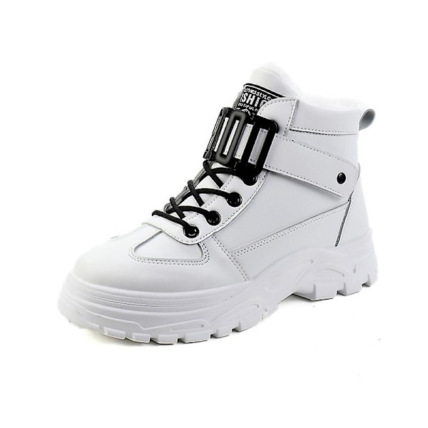 Paksut plyysiset, korkeakorkoiset lämpimät kengät naisille White 35