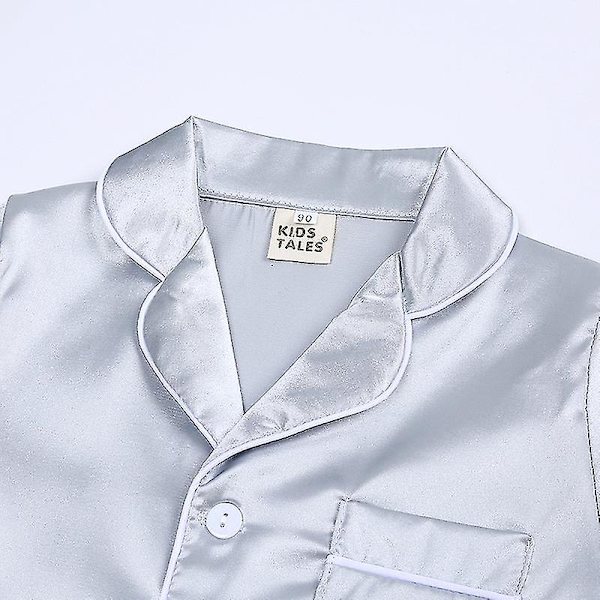 Satiinipyjamasetti lapsille: Nappapaidat ja shortsit Grey Suit for height 100 to 110cm