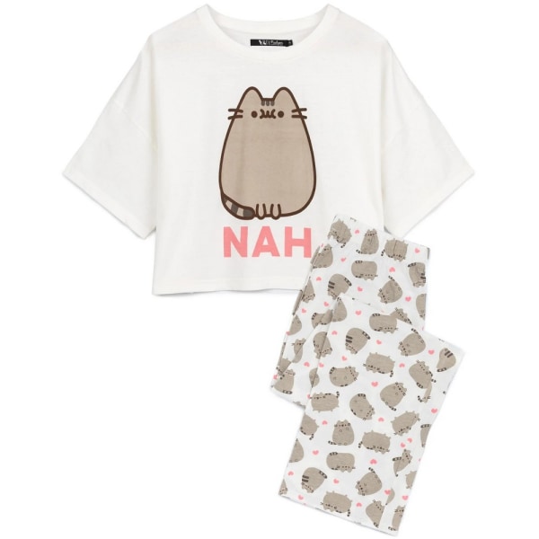 Pusheen Naisten/Naisten Nahka Pitkä Pyjamasetti Valkoinen/Harmaa White/Grey L