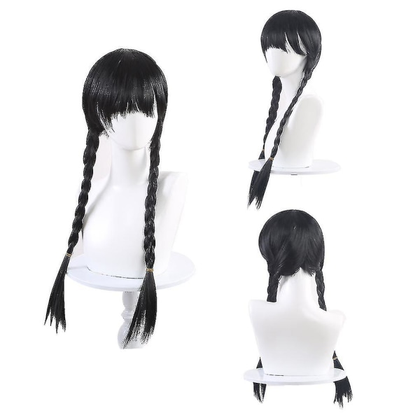 Flickor Onsdagsklänning För Barn Vuxen Med Peruk Långärmad Onsdag Addams Familj Cosplay Kostym Karneval Fest Dress Up Outfit 130