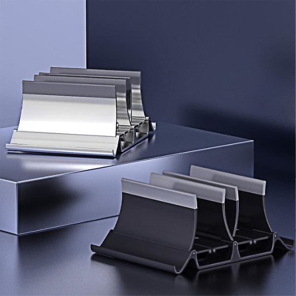 Vertikal bærbar computerstativ Telefon Tablet-holder Desktop Automatisk dobbelt opbevaringshylde White