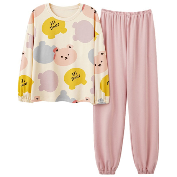 Pyjamas Långärmad bomullströja för kvinnor på våren och hösten M
