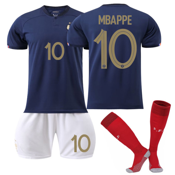 Børn Voksne Fodboldsæt Qatar National Team Træningssæt - Mbappe France Home 10 Kids 16(90-100CM)