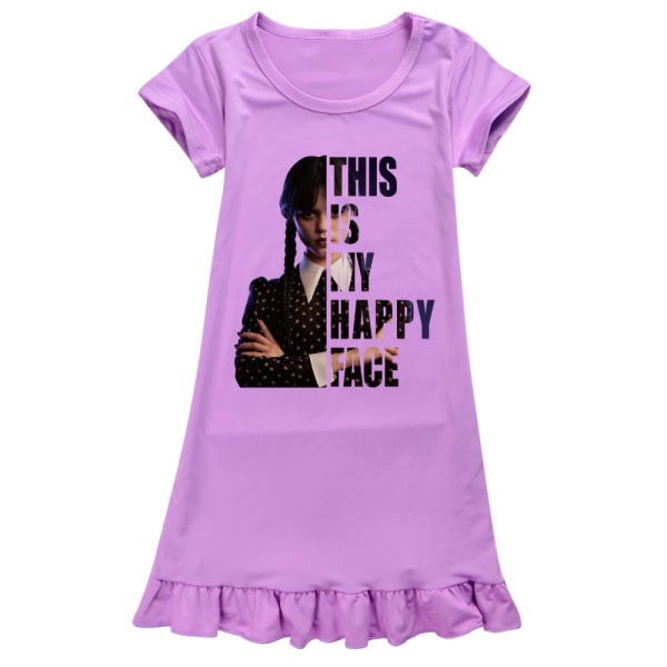 Onsdag Addams Kid Girl Ruffle Nattkjole Pyjamas Kjole Nattkläder purple 150cm