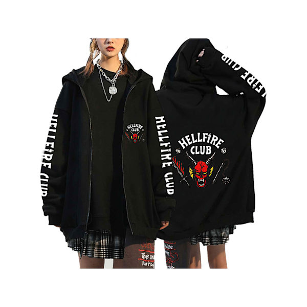 Stranger Things Hellfire Club unisex langarmet hettegenser W S