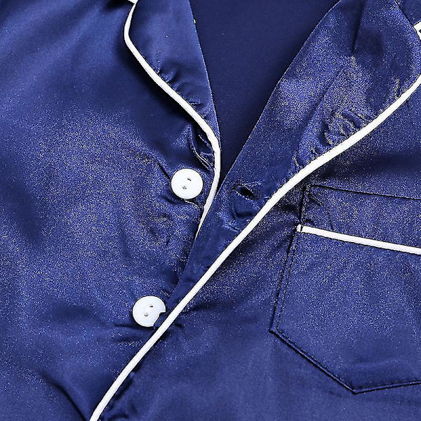 Satiinipyjamasetti lapsille: Nappa- ja nappishortsit Navy Blue Suit for height 140 to 150cm