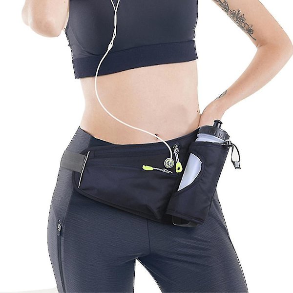 Löparbälte Sport Midjepaket Med Vattenflaskhållare Fanny Pack Black