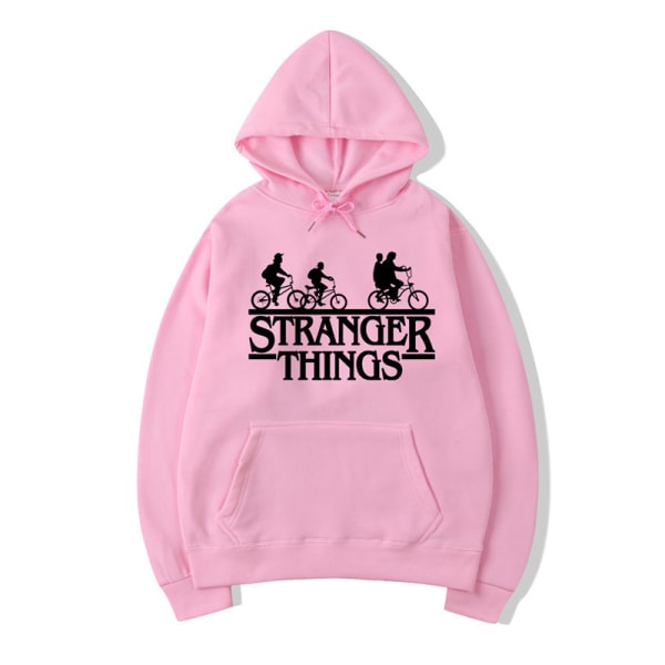 Stranger Things Printed Hoodies Black Belt Sweatshirts Dam - Pink 2XL