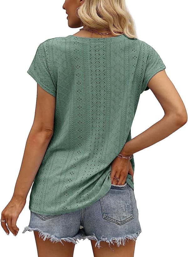 HAUFR Sommarskjorter for kvinner Casual Kortærmet V-ringet T-skjorte Basic . 01-white Medium