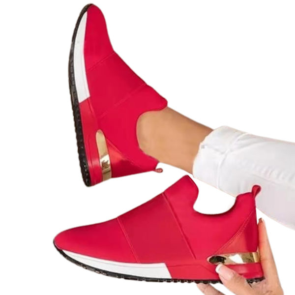 Damemote lette gym ensfargede joggesko casual - red 42
