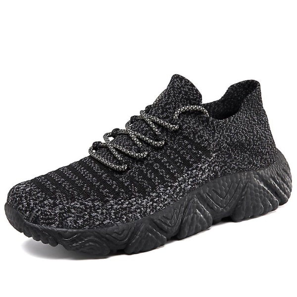 Fly Weave sneakers til mænd åndbare løbesko Mode sportssko 3A830 - Black 44