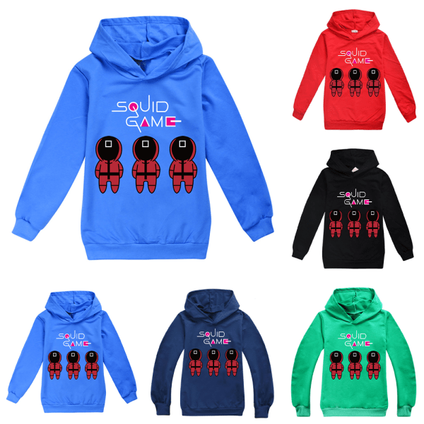 Kids Squid Game Casual Långärmad Hooded Tops Kostym Cosplay navy blue 120cm Y red 130cm