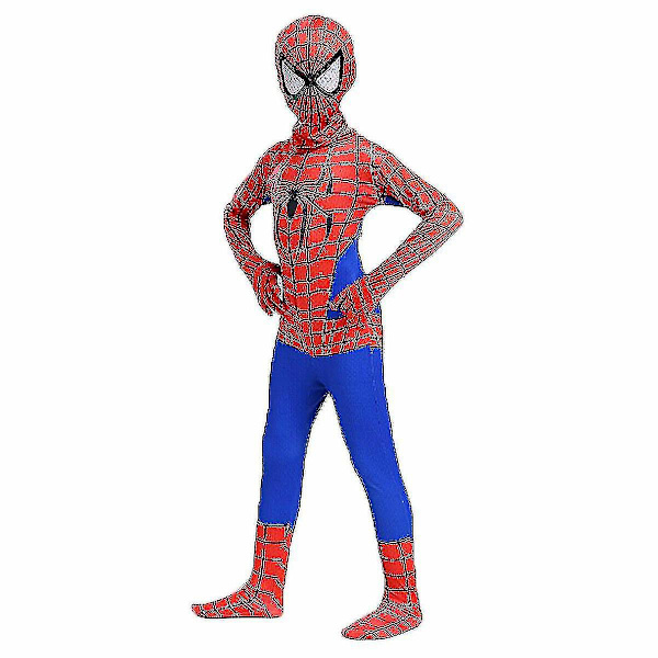 Superhelte Børnekostume Jumpsuit Julegaver. _v blue red 120-130cm