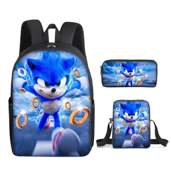 Ny Sonic børneskoletaske animeret 3d-printet rygsæk Sonic børne rygsæk i tre sæt Y #2