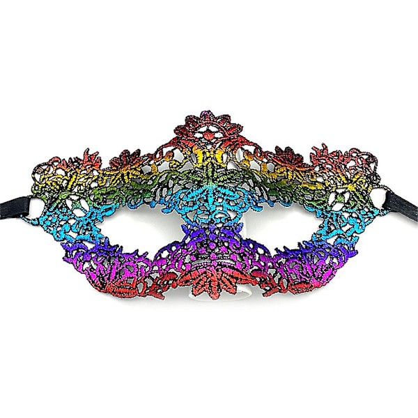 Färgrik Spetsmask Soft Spetsmask Halloween Masquerade Mask Spets ögonmask Half FaceColorful