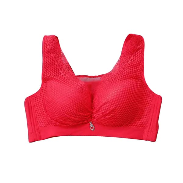 Trådløs BH Dame Åndbar Push Up Bralette Pige Blonde Mesh Rød Red 40/90