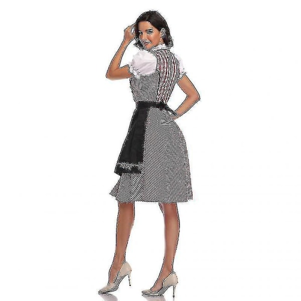 nappi toimitus korkealaatuinen perinteinen saksalainen ruudullinen Dirndl-mekko Oktoberfest-asu aikuisille naisille Halloween-juhlat Style1 Black S