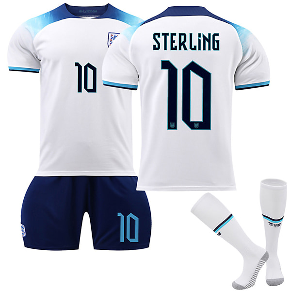 England -23 Hjemmebanetrøje STERLING Nr 10 Fodboldtrøje kit W 22