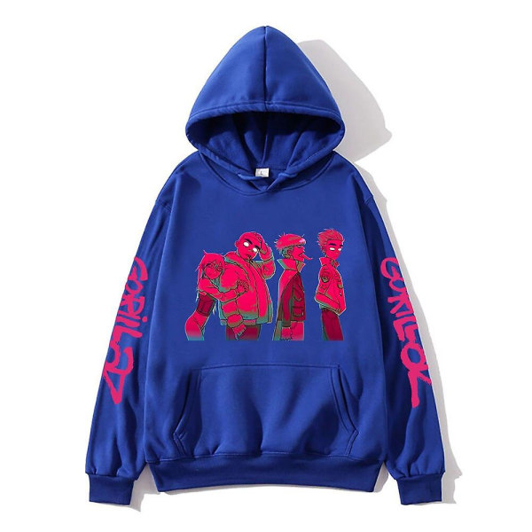 Gorillaz Album Print Luvtröja for menn Musikkband Genser Langærmet Cracker Island Klær Unisex Streetwear Kpop Høsttopp W XL blue