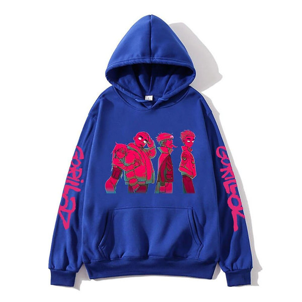 Gorillaz Album Print UV-trøje til mænd Musikband Sweatshirts med lange ærmer Cracker Island Tøj Unisex Streetwear Kpop Efterårstop W L blue