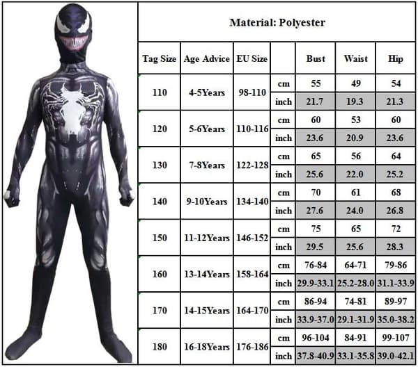 Børne Drenge Venom Superhelt Playsuit Jumpsuit Cosplay Kostumer 110cm