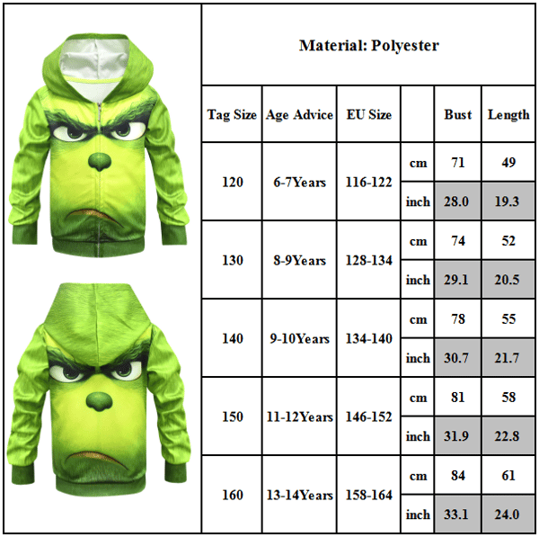 Grinch Print Sweatshirts Børnejultrøjer til børn H 140cm