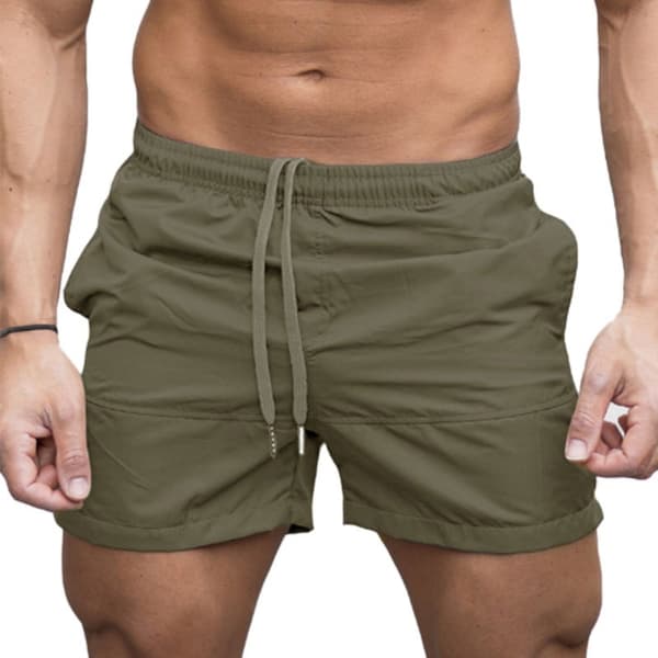 Mode män horts Enfärgade Beach horts . khaki S
