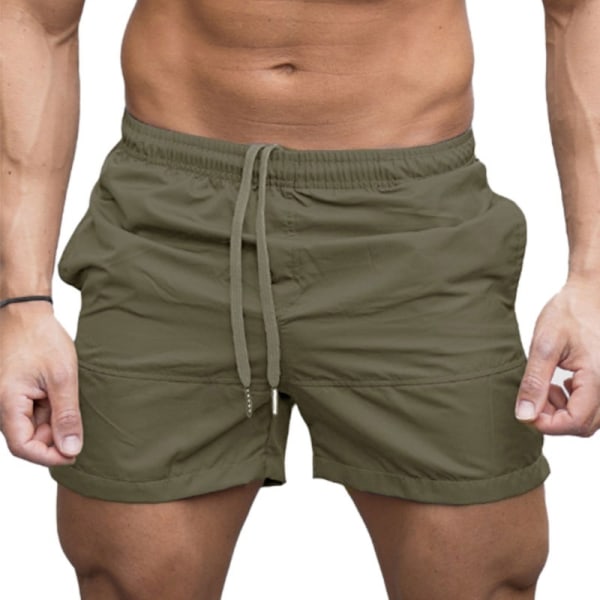 Mode män Shorts Enfärgade Beach Shorts . army green XL