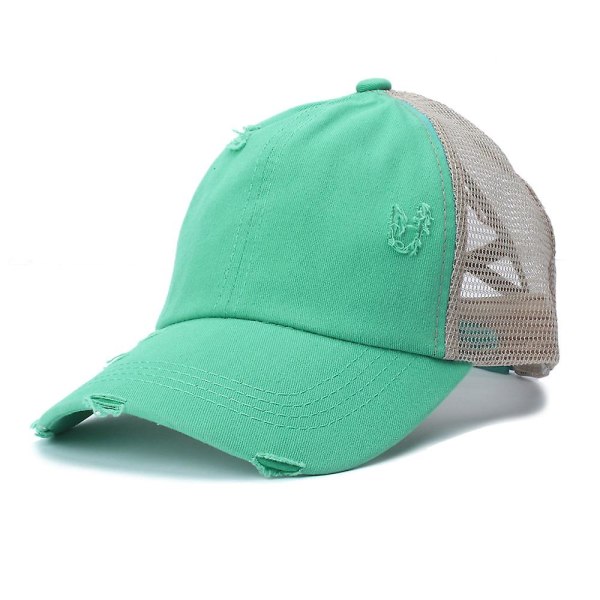 Cap Dirty Bull Hat til kvinder vasket bomuld Snapback Caps Criss Cross Hestehale Cap W Lake Blue