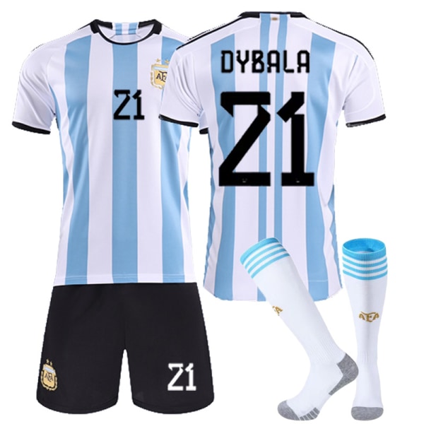 -23 World Cup Argentina fotballdrakter for barn 10# MESSI 20 21# DYBALA 22