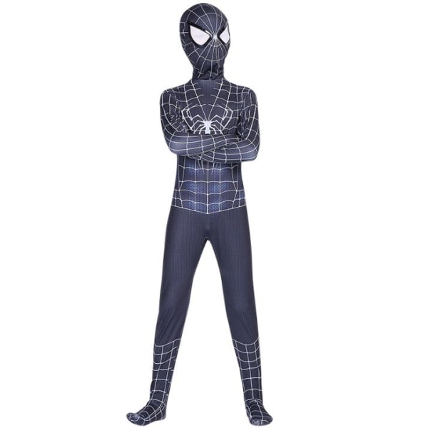 Barn Pojkar Spiderman Fancy Dress Party Jumpsuit Cosplay kostym - Black white 130cm