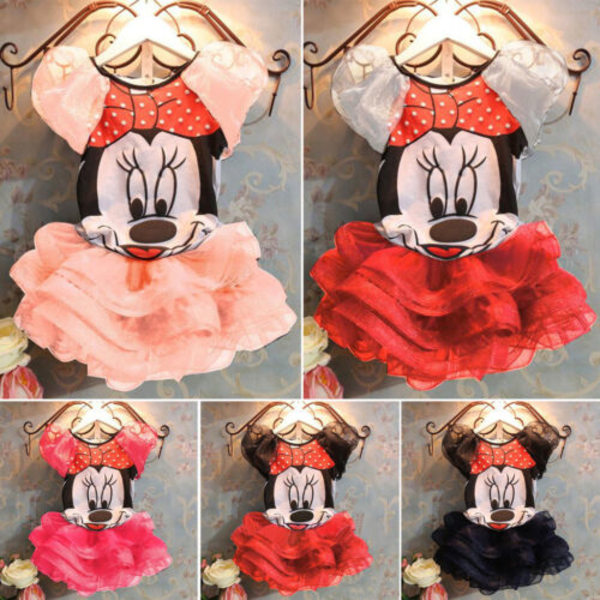 Tyttöjen Minnie Mouse T-paita Top + Tutu Hame Juhlasetti - Black + Red 9-12 Months